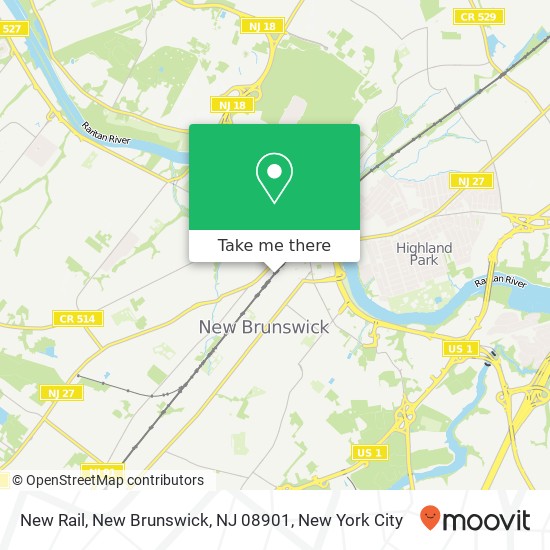 Mapa de New Rail, New Brunswick, NJ 08901