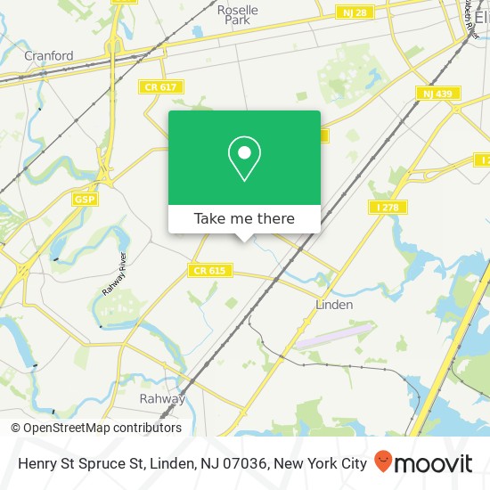 Mapa de Henry St Spruce St, Linden, NJ 07036