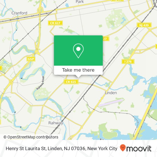 Mapa de Henry St Laurita St, Linden, NJ 07036