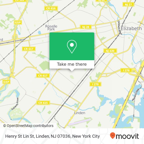 Mapa de Henry St Lin St, Linden, NJ 07036