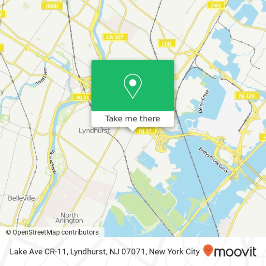 Mapa de Lake Ave CR-11, Lyndhurst, NJ 07071