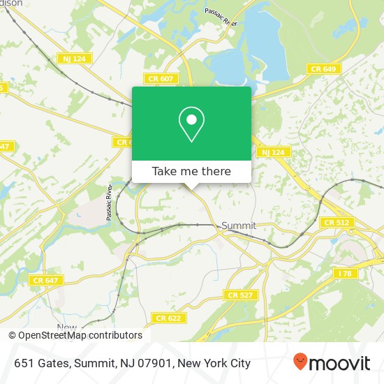 Mapa de 651 Gates, Summit, NJ 07901