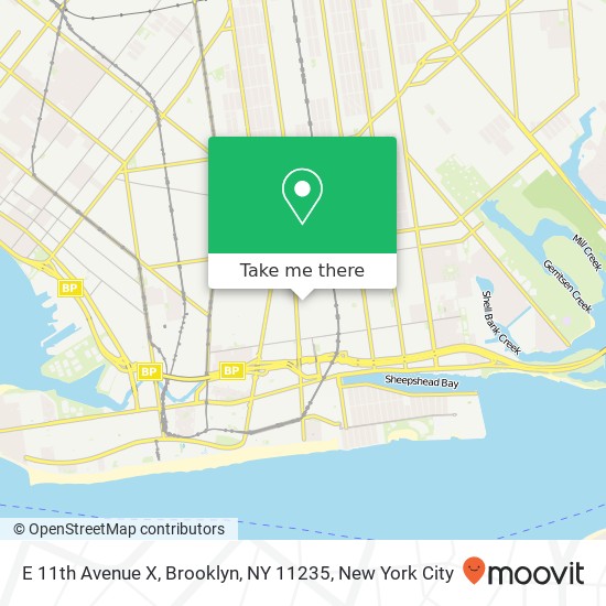 Mapa de E 11th Avenue X, Brooklyn, NY 11235