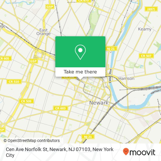 Mapa de Cen Ave Norfolk St, Newark, NJ 07103