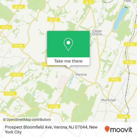 Prospect Bloomfield Ave, Verona, NJ 07044 map