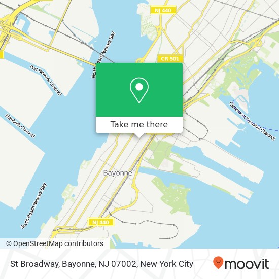 Mapa de St Broadway, Bayonne, NJ 07002