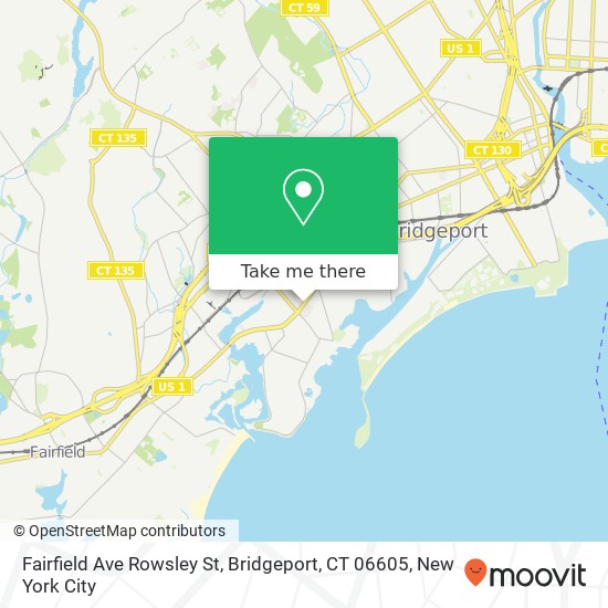 Mapa de Fairfield Ave Rowsley St, Bridgeport, CT 06605