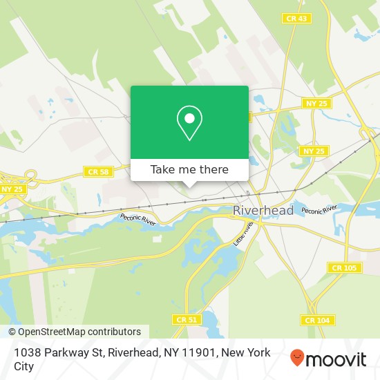 Mapa de 1038 Parkway St, Riverhead, NY 11901