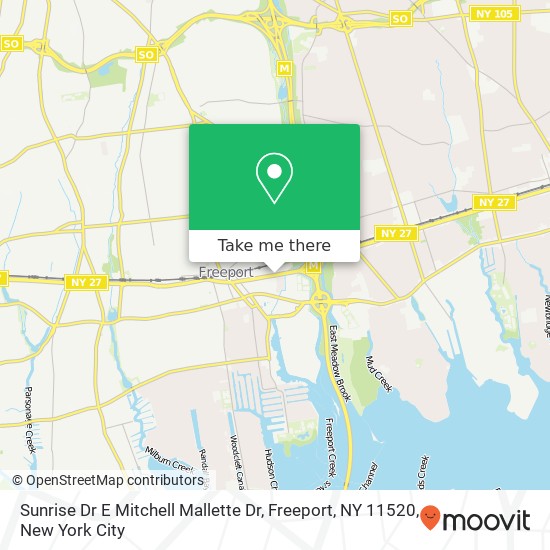 Mapa de Sunrise Dr E Mitchell Mallette Dr, Freeport, NY 11520