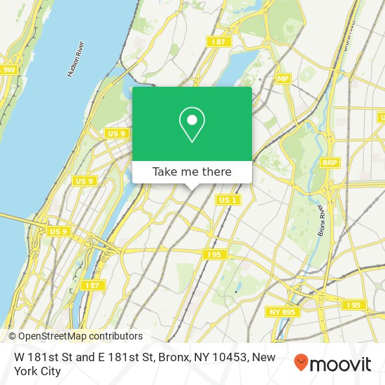 W 181st St and E 181st St, Bronx, NY 10453 map