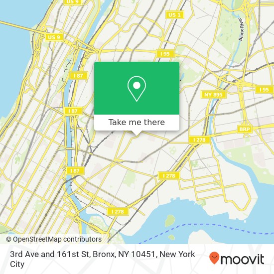 Mapa de 3rd Ave and 161st St, Bronx, NY 10451