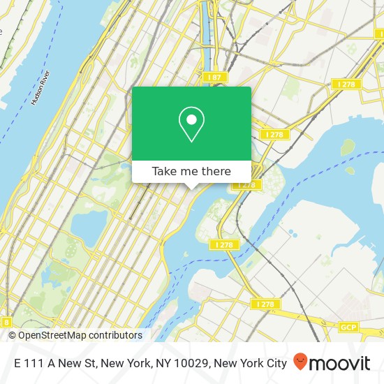 E 111 A New St, New York, NY 10029 map