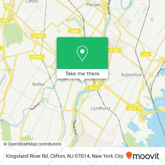 Mapa de Kingsland River Rd, Clifton, NJ 07014