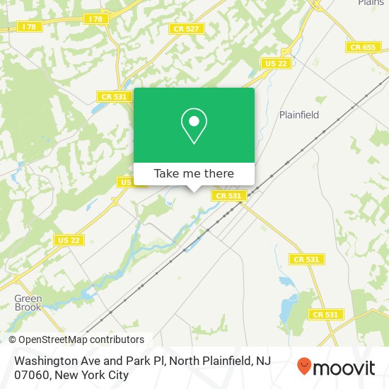Washington Ave and Park Pl, North Plainfield, NJ 07060 map