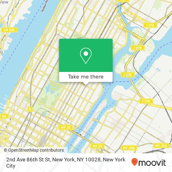 Mapa de 2nd Ave 86th St St, New York, NY 10028