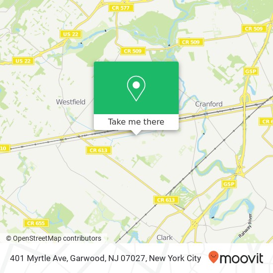 Mapa de 401 Myrtle Ave, Garwood, NJ 07027