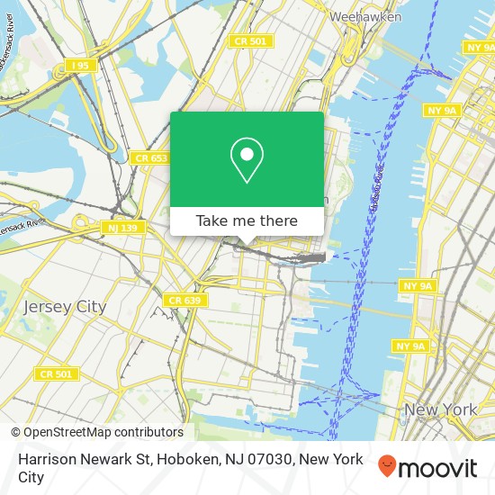 Mapa de Harrison Newark St, Hoboken, NJ 07030