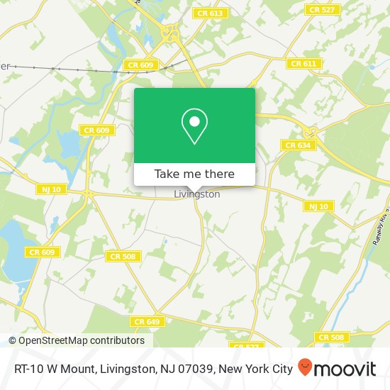 Mapa de RT-10 W Mount, Livingston, NJ 07039