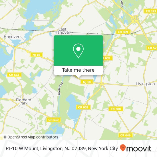 Mapa de RT-10 W Mount, Livingston, NJ 07039