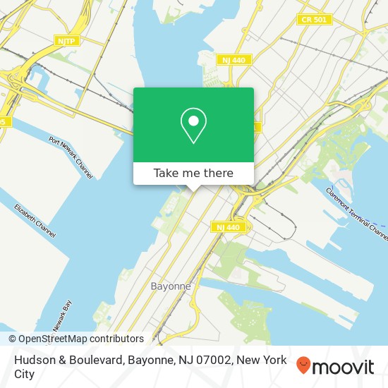 Mapa de Hudson & Boulevard, Bayonne, NJ 07002