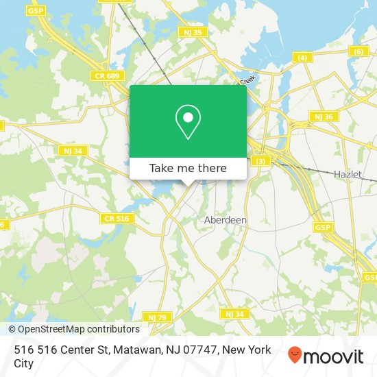 Mapa de 516 516 Center St, Matawan, NJ 07747