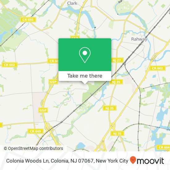 Mapa de Colonia Woods Ln, Colonia, NJ 07067