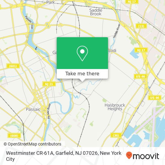 Mapa de Westminster CR-61A, Garfield, NJ 07026