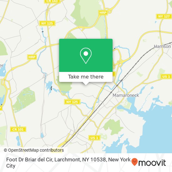 Mapa de Foot Dr Briar del Cir, Larchmont, NY 10538
