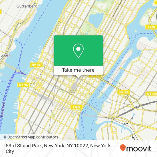 53rd St and Park, New York, NY 10022 map