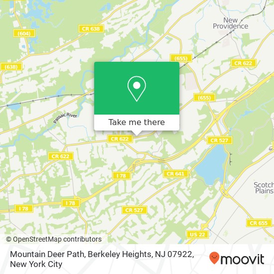 Mountain Deer Path, Berkeley Heights, NJ 07922 map