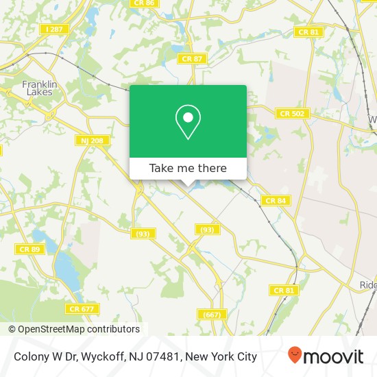 Mapa de Colony W Dr, Wyckoff, NJ 07481