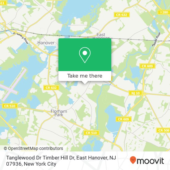 Mapa de Tanglewood Dr Timber Hill Dr, East Hanover, NJ 07936