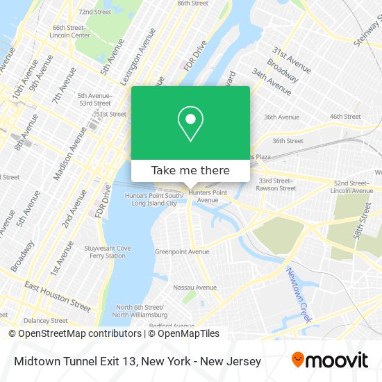 Midtown Tunnel Exit 13 map