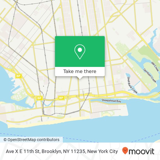 Ave X E 11th St, Brooklyn, NY 11235 map