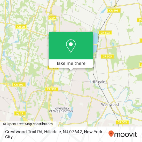 Mapa de Crestwood Trail Rd, Hillsdale, NJ 07642