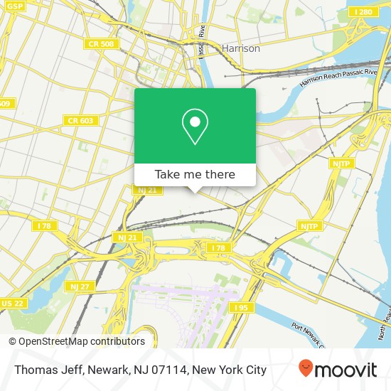 Mapa de Thomas Jeff, Newark, NJ 07114