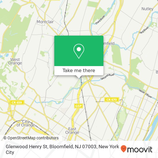 Mapa de Glenwood Henry St, Bloomfield, NJ 07003
