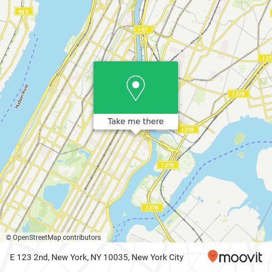 E 123 2nd, New York, NY 10035 map