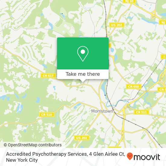 Mapa de Accredited Psychotherapy Services, 4 Glen Airlee Ct