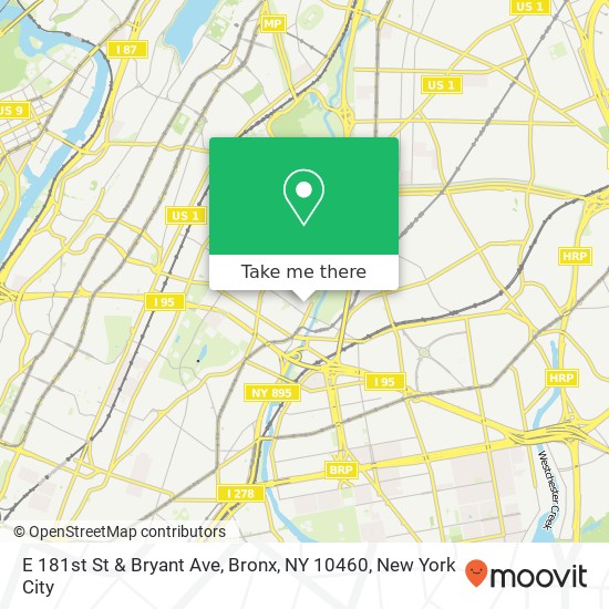 E 181st St & Bryant Ave, Bronx, NY 10460 map
