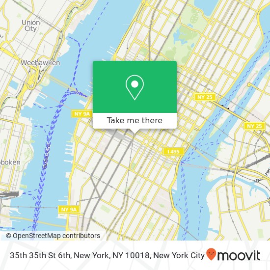 35th 35th St 6th, New York, NY 10018 map