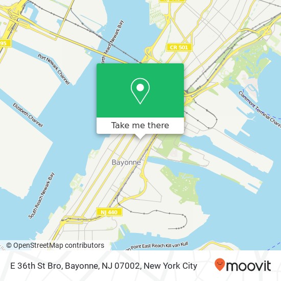 Mapa de E 36th St Bro, Bayonne, NJ 07002