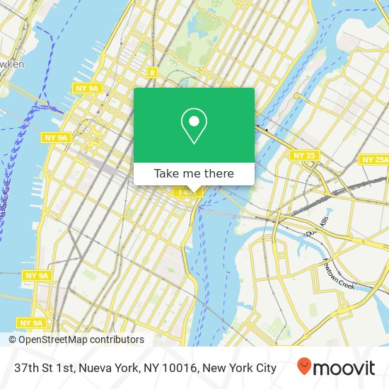 Mapa de 37th St 1st, Nueva York, NY 10016
