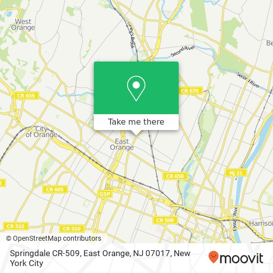 Mapa de Springdale CR-509, East Orange, NJ 07017