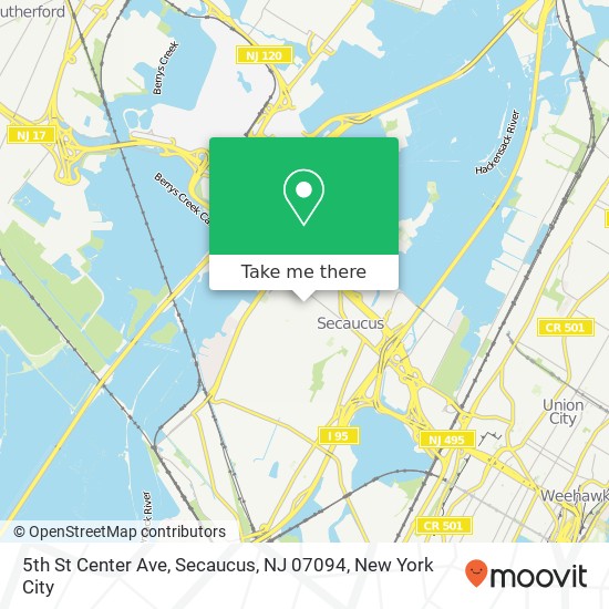 Mapa de 5th St Center Ave, Secaucus, NJ 07094