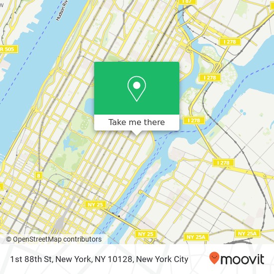 Mapa de 1st 88th St, New York, NY 10128