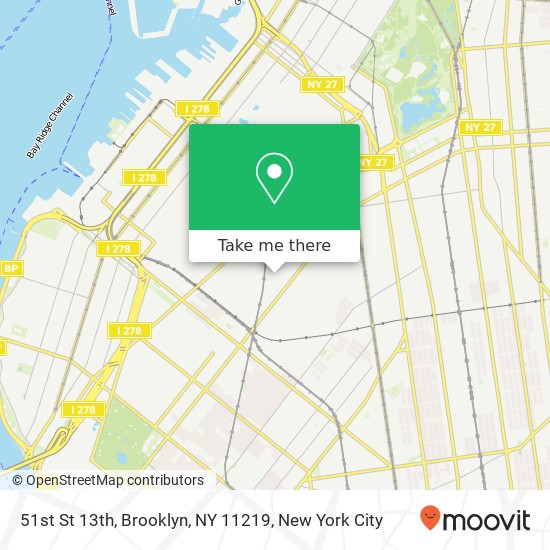 Mapa de 51st St 13th, Brooklyn, NY 11219