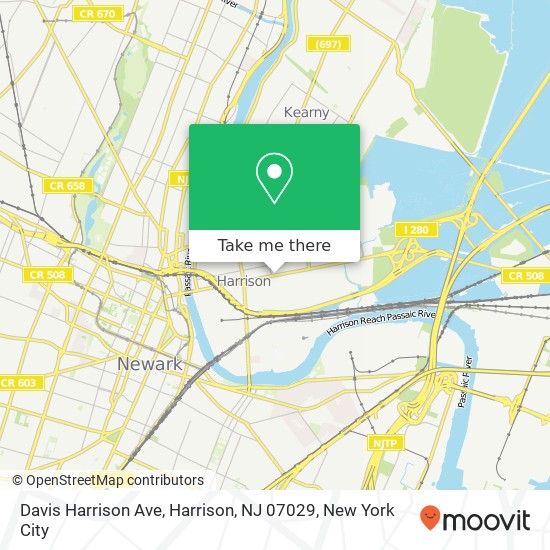 Mapa de Davis Harrison Ave, Harrison, NJ 07029