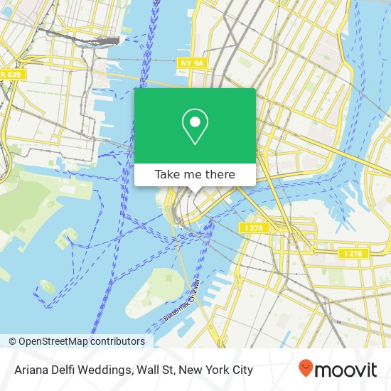 Ariana Delfi Weddings, Wall St map