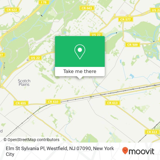 Elm St Sylvania Pl, Westfield, NJ 07090 map
